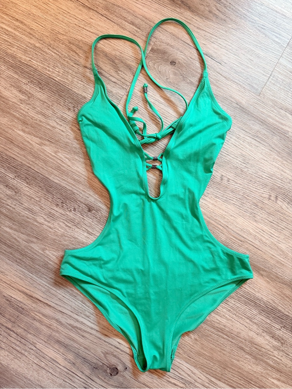 H&M Bright Green Lace-Up One-Piece